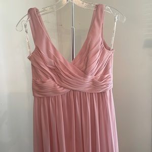 Pink Draped Pleated Maxi David’s Bridal Bridesmaid Gown Dress empress style